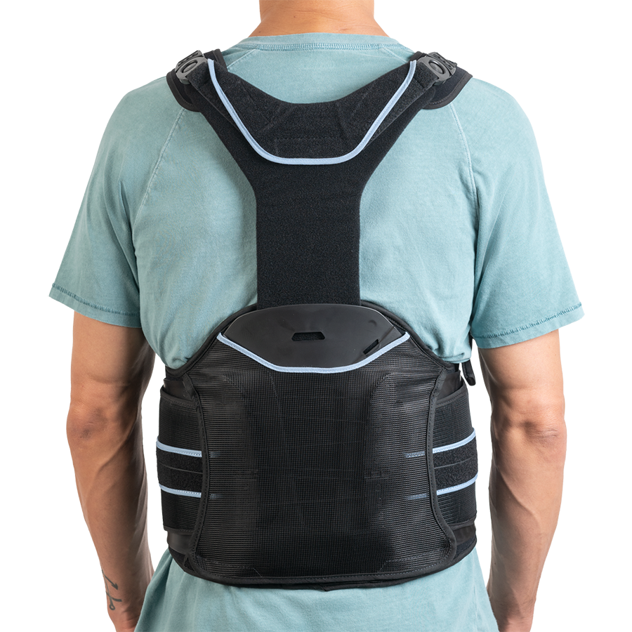 BREG Ascend TLSO lumbar spine brace with adjustable straps and supportive design for spinal stabilization.