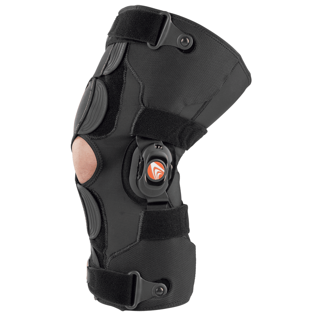 BREG Freestyle™ OA knee brace supporting and stabilizing the knee with adjustable straps and open patella design.