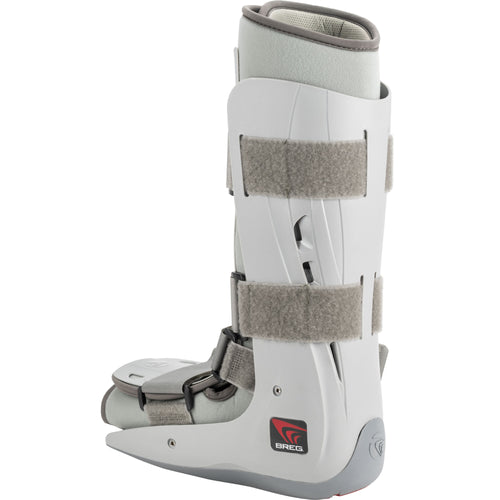 BREG Genesis full shell walker boot with four straps, pneumatic ankle and foot support for injury stabilization.