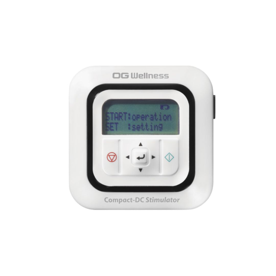 OG Wellness Compact-DC Stimulator GD-800 electrical stimulator device with control buttons and display screen.