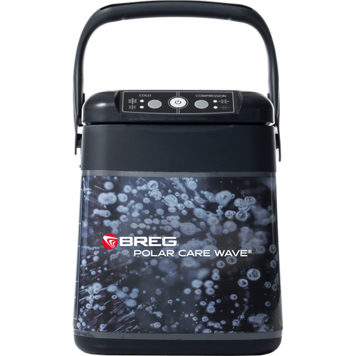 Breg Polar Care Wave cold and compression therapy system for post-op recovery, with unit and accessories visible in the image.