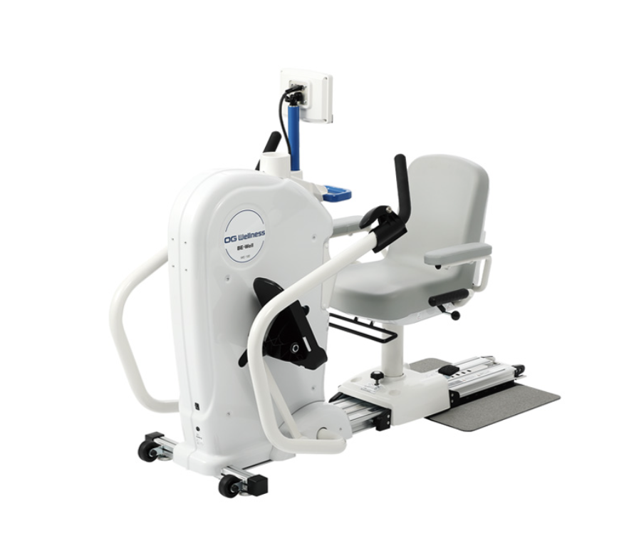 OG Wellness BE-Well WE-100 / WE-110 rehabilitation exercise equipment in a user setting, showing adjustable features and ergonomic design.