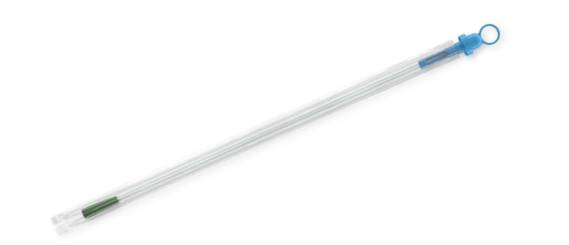 UROMED SIMPLYCATH® disposable male transurethral urinary catheter with flexible design and smooth surface for comfortable insertion.
