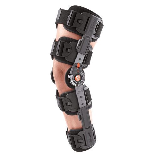 BREG T Scope Premier post-op knee brace with adjustable support and controlled range of motion for rehabilitation.