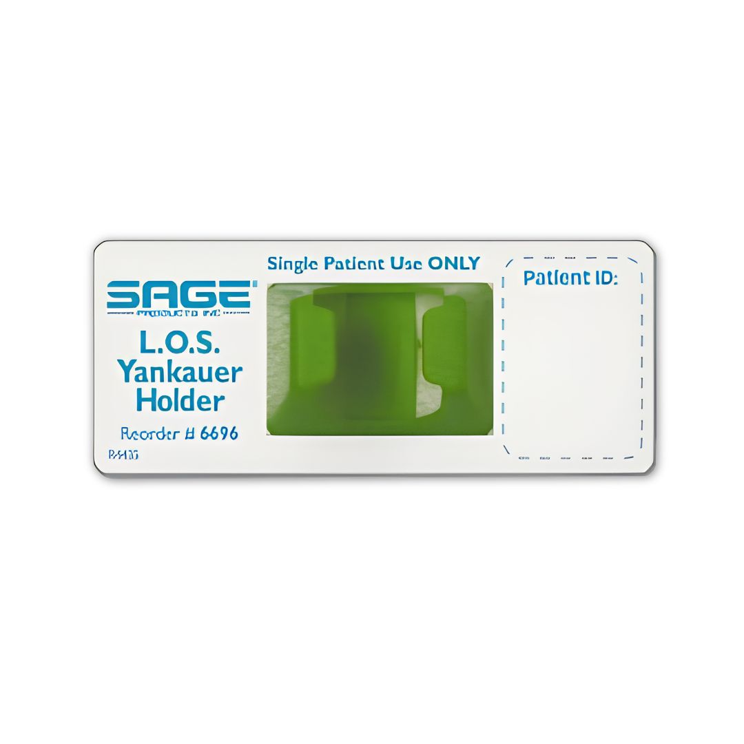 Stryker Sage Products LOS Yankauer holders for oral care, showing their sturdy design and secure attachment features.