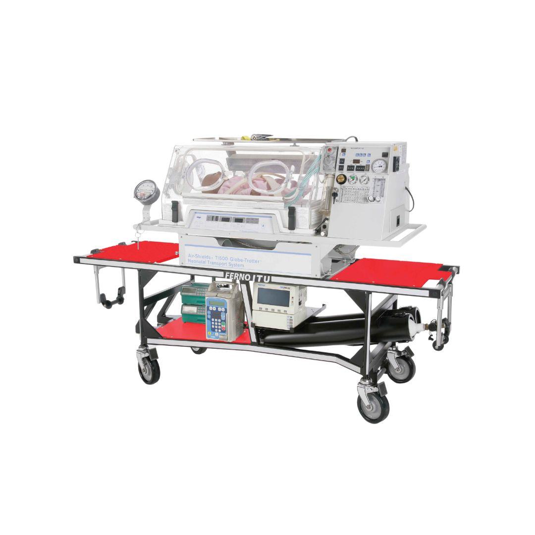 FERNO ITU-PX incubator transport trolley for neonatal and critical care, featuring sturdy design and easy mobility.