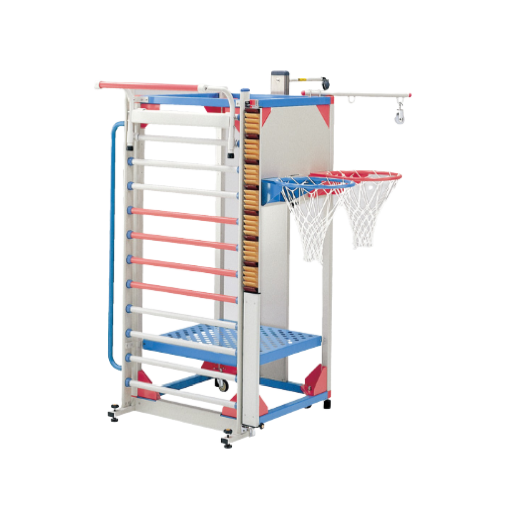 Rehabilitation exercise frames by OG Wellness, model GH-691-S, GH-730, and GH-692, shown with a Ferno medical equipment background.