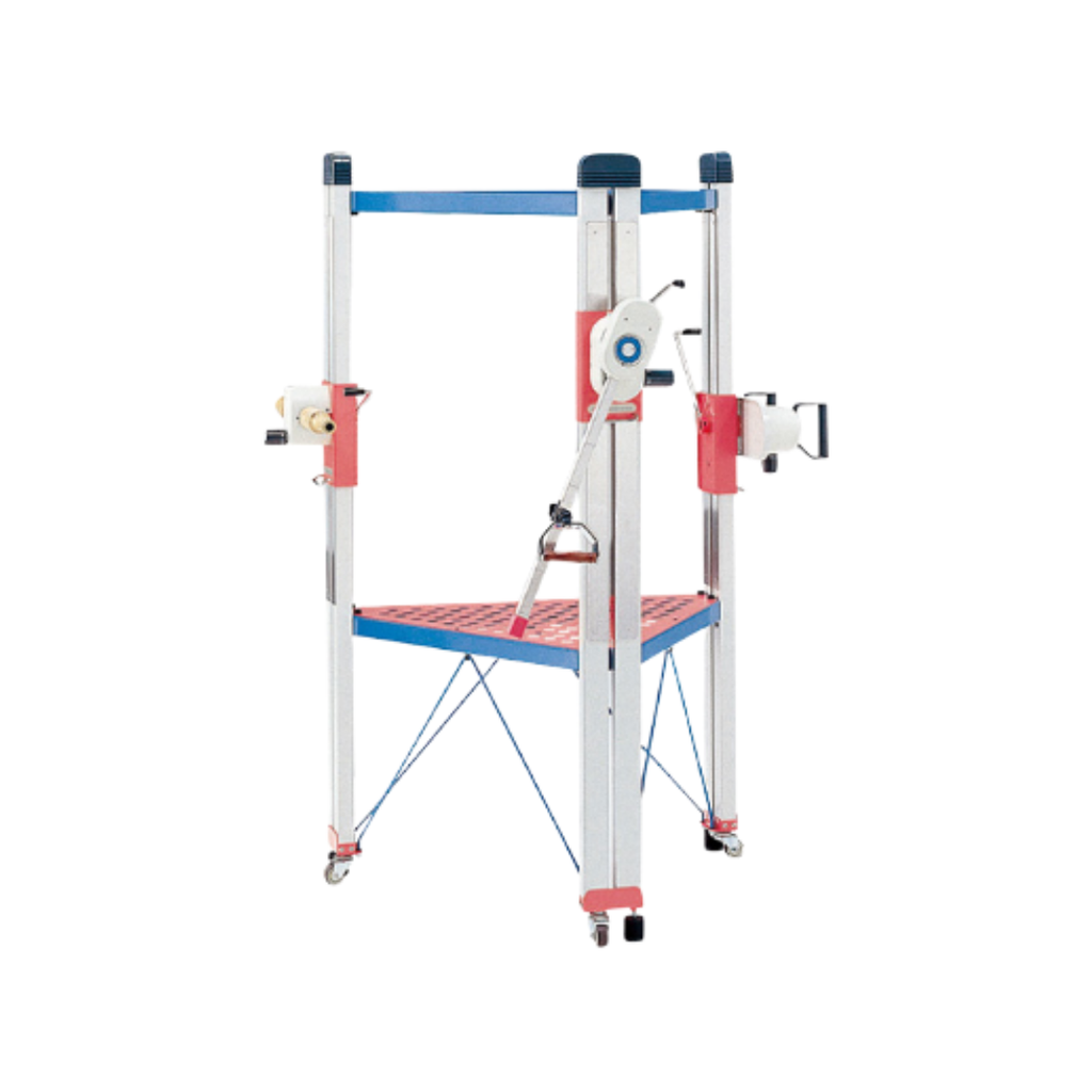 Rehabilitation exercise frames by OG Wellness, model GH-691-S, GH-730, and GH-692, shown with adjustable metal frames and support bars.